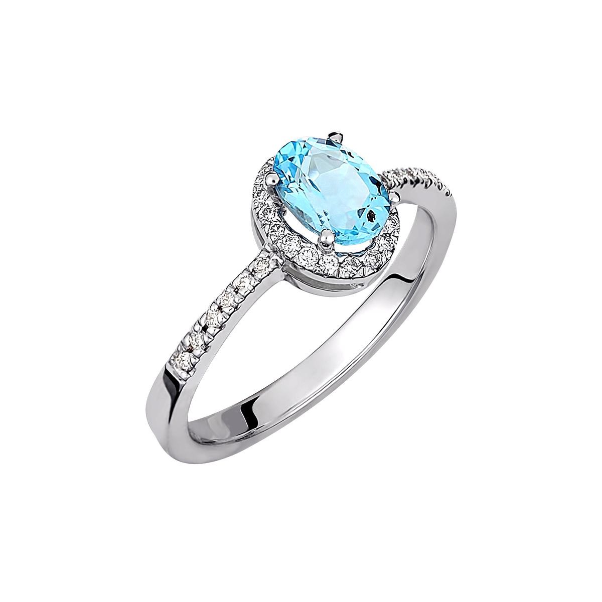 Blue Topaz ροζέτα με πλαϊνές πέτρες