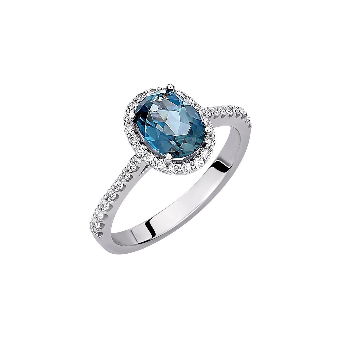 Ροζέτα London blue topaz με πλαϊνές πέτρες